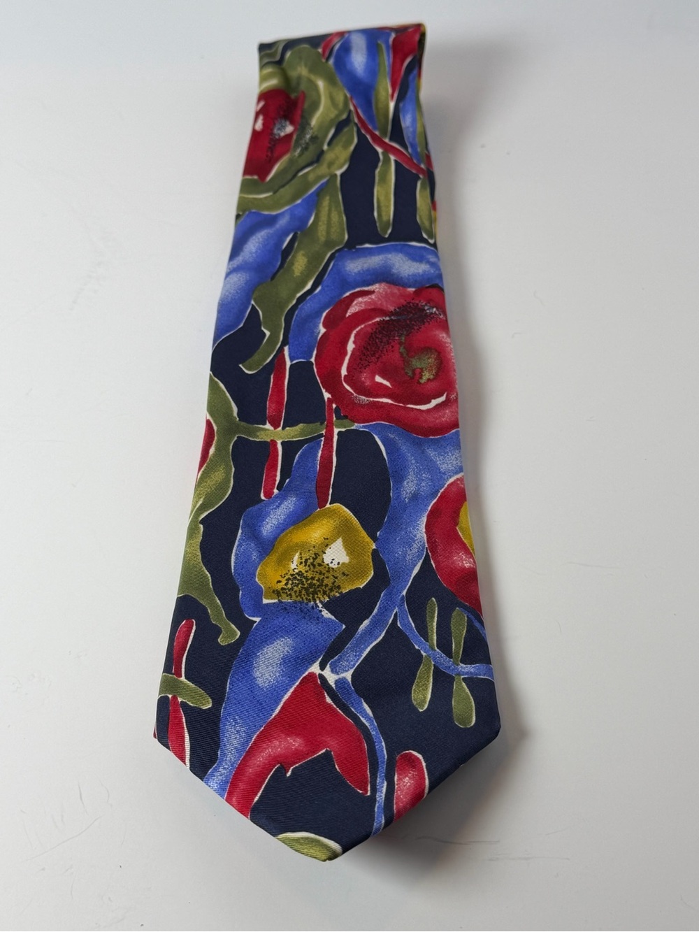 Vintage Pierre Cardin Silk Necktie - Abstract Floral Art Print - Made in France
